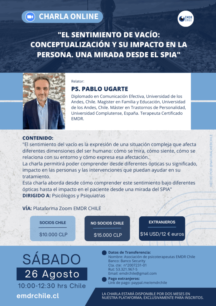 Charla El sentimiento de vacío conceptualización y su impacto en la persona. Una mirada desde el SPIA.